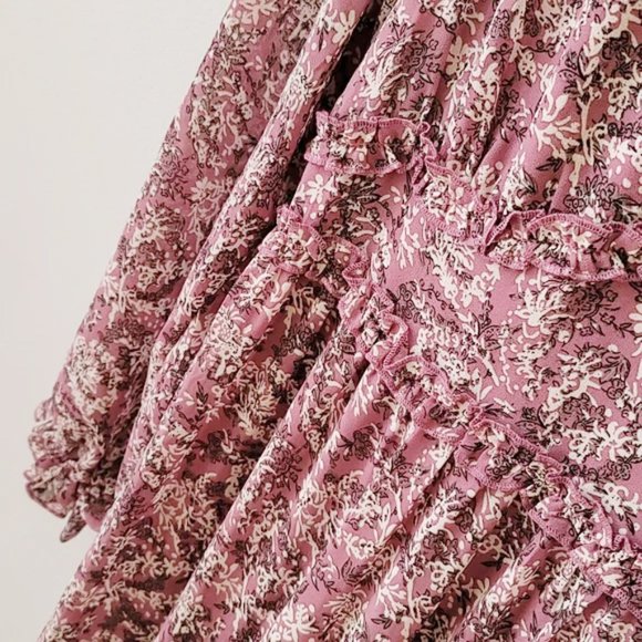 Ladies Purple Pink Mauve Floral Embroidered Tiered Maxi Dress - FINAL CLEARANCE - Picture 6 of 11